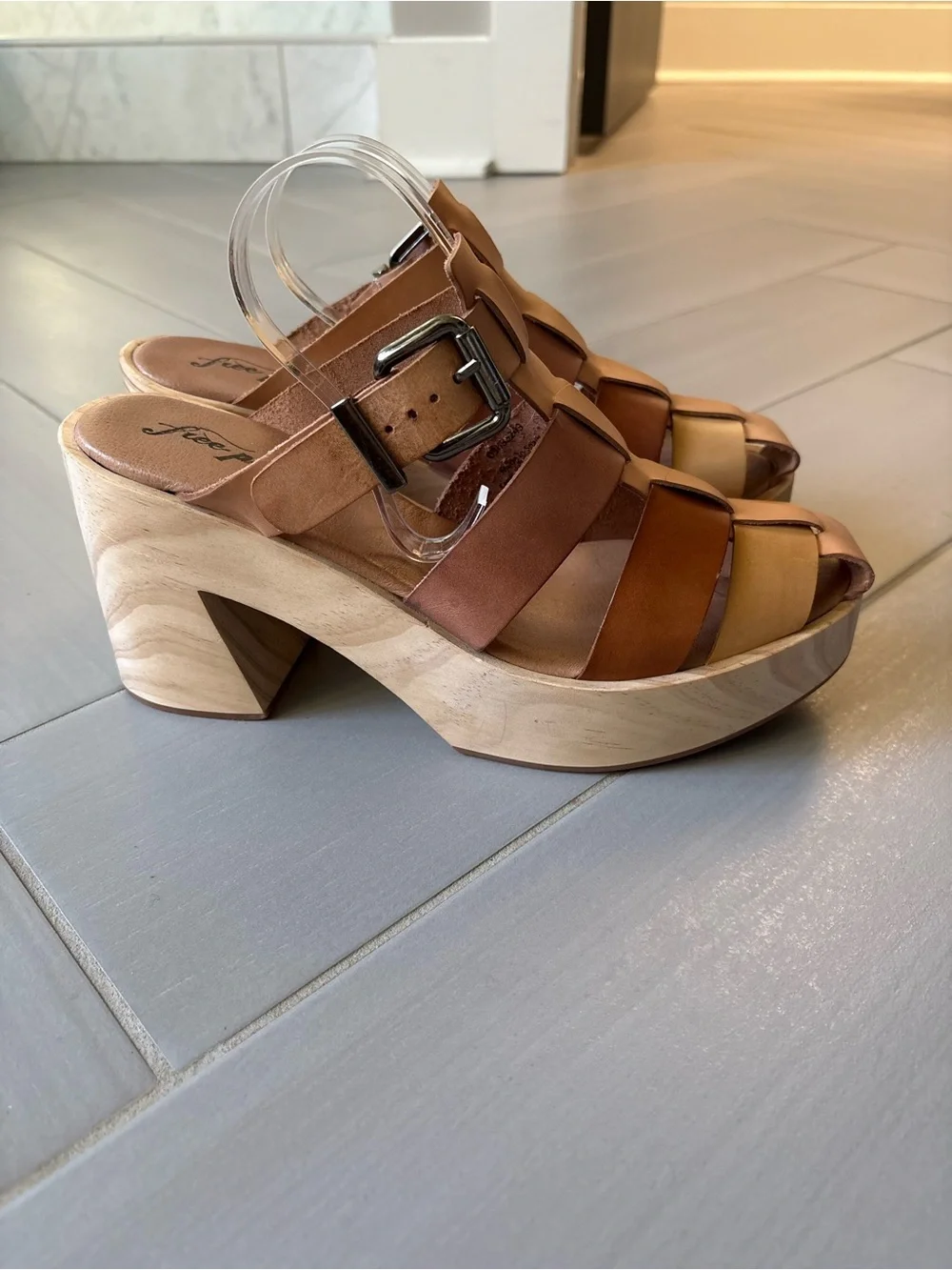 Free People Bellevue Clogs | Multi-Tone Brown Leather Platform Sandals